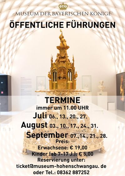 Plakat mit eine Innenaufnahme vom Tafelaufsatz im Saal der Könige des Museums der bayerischen Könige